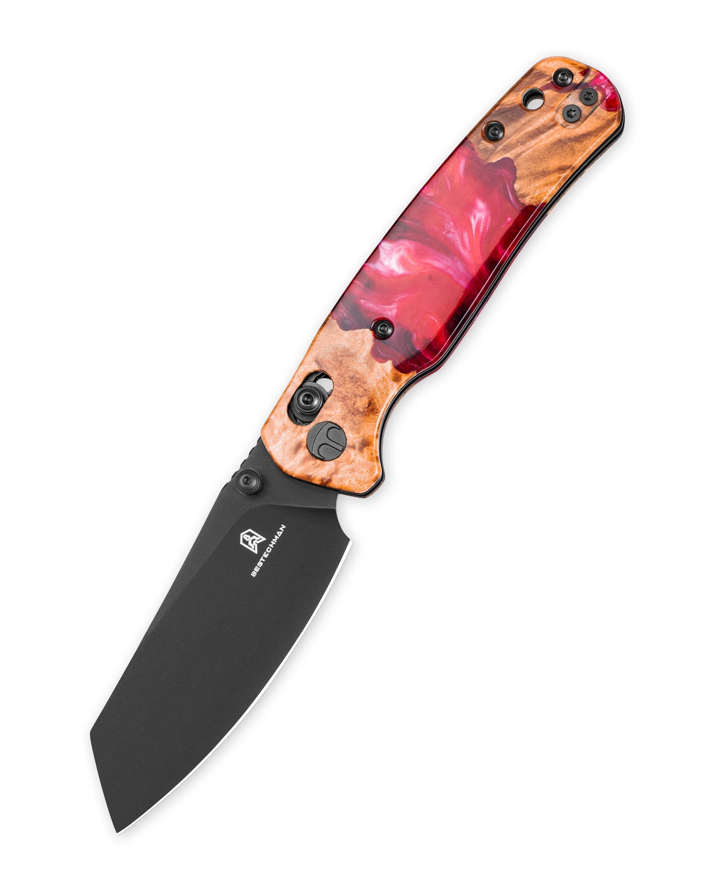 Bestechman Cicada's Wing BMK06-W-5 10Cr15MoV Blade Wood and Resin Handle Crossbar Lock Folding Knife