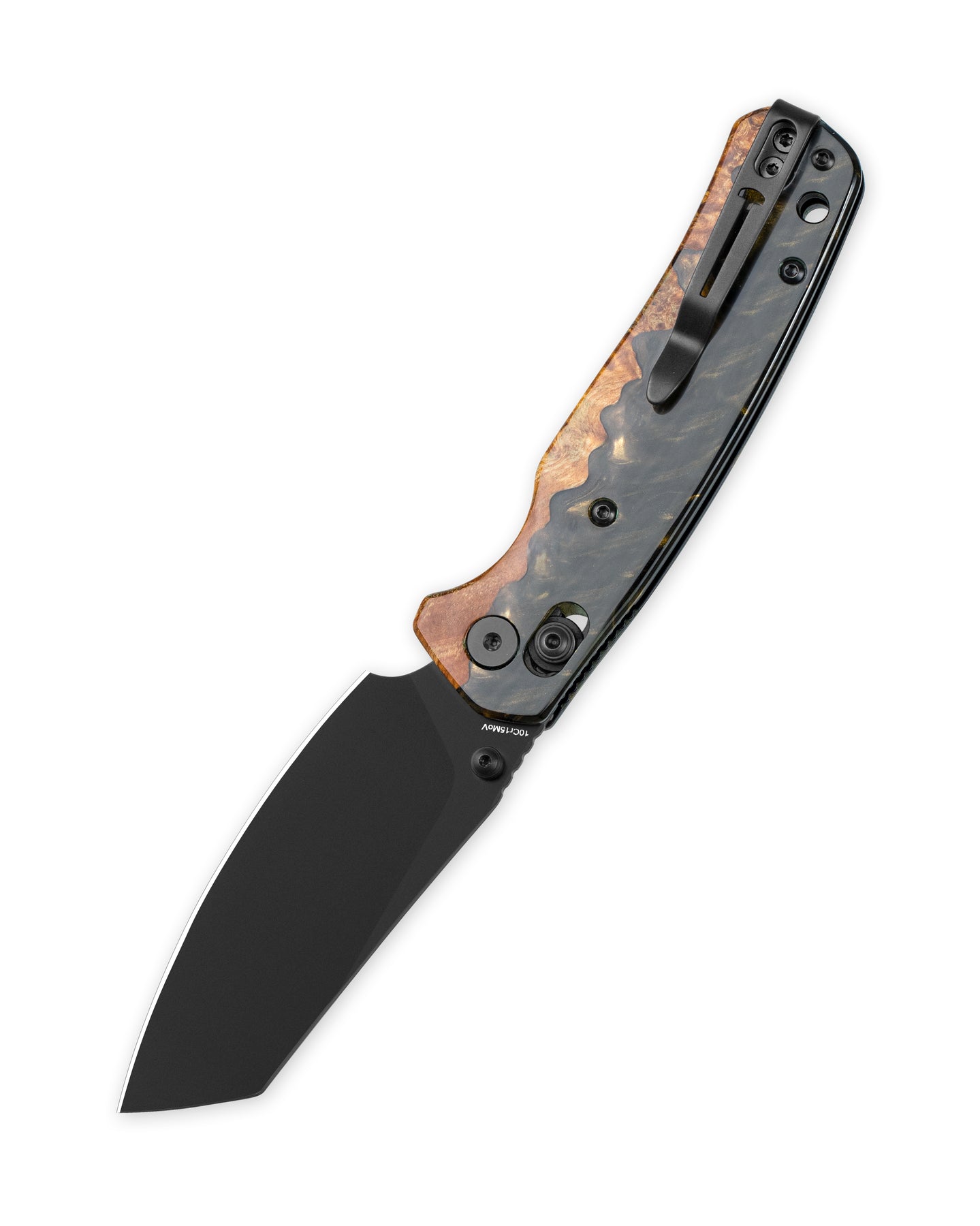 Bestechman Cicada's Wing BMK06-W-6 10Cr15MoV Blade Wood and Resin Handle Crossbar Lock Folding Knife