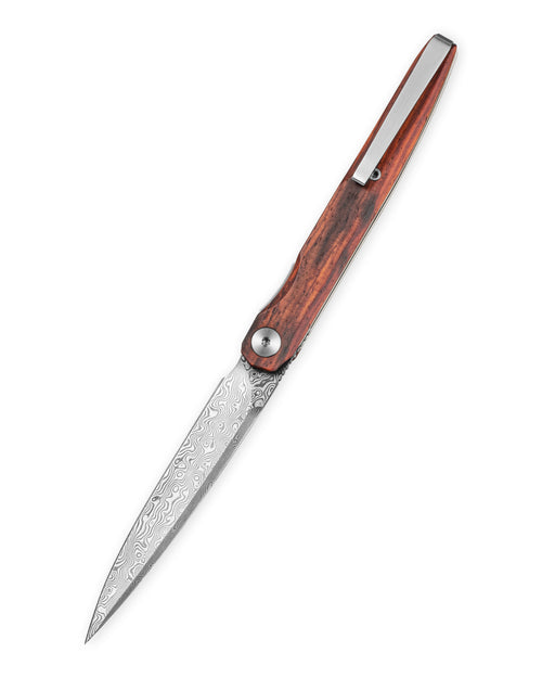 Bestechman Lanza BMK14-D-3 Damascus Blade Rosewood Handle Liner Lock Folding Knife