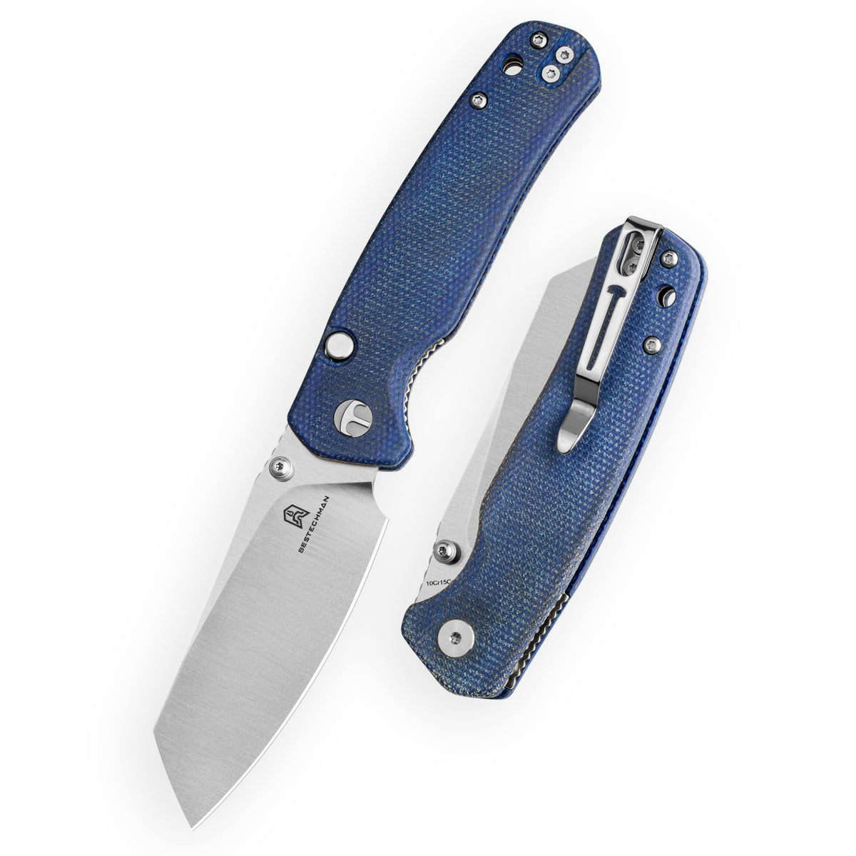 Bestechman Cicada's Wing-TL BMK24-M-1 10Cr15CoMoV Blade Blue Micarta Handle Top Liner Lock Folding Knife
