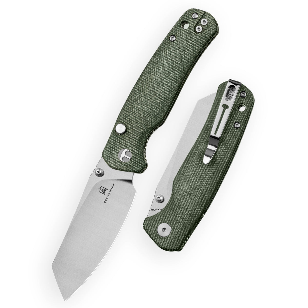 Bestechman Cicada's Wing-TL BMK24-M-2 10Cr15CoMoV Blade Blue Micarta Handle Top Liner Lock Folding Knife