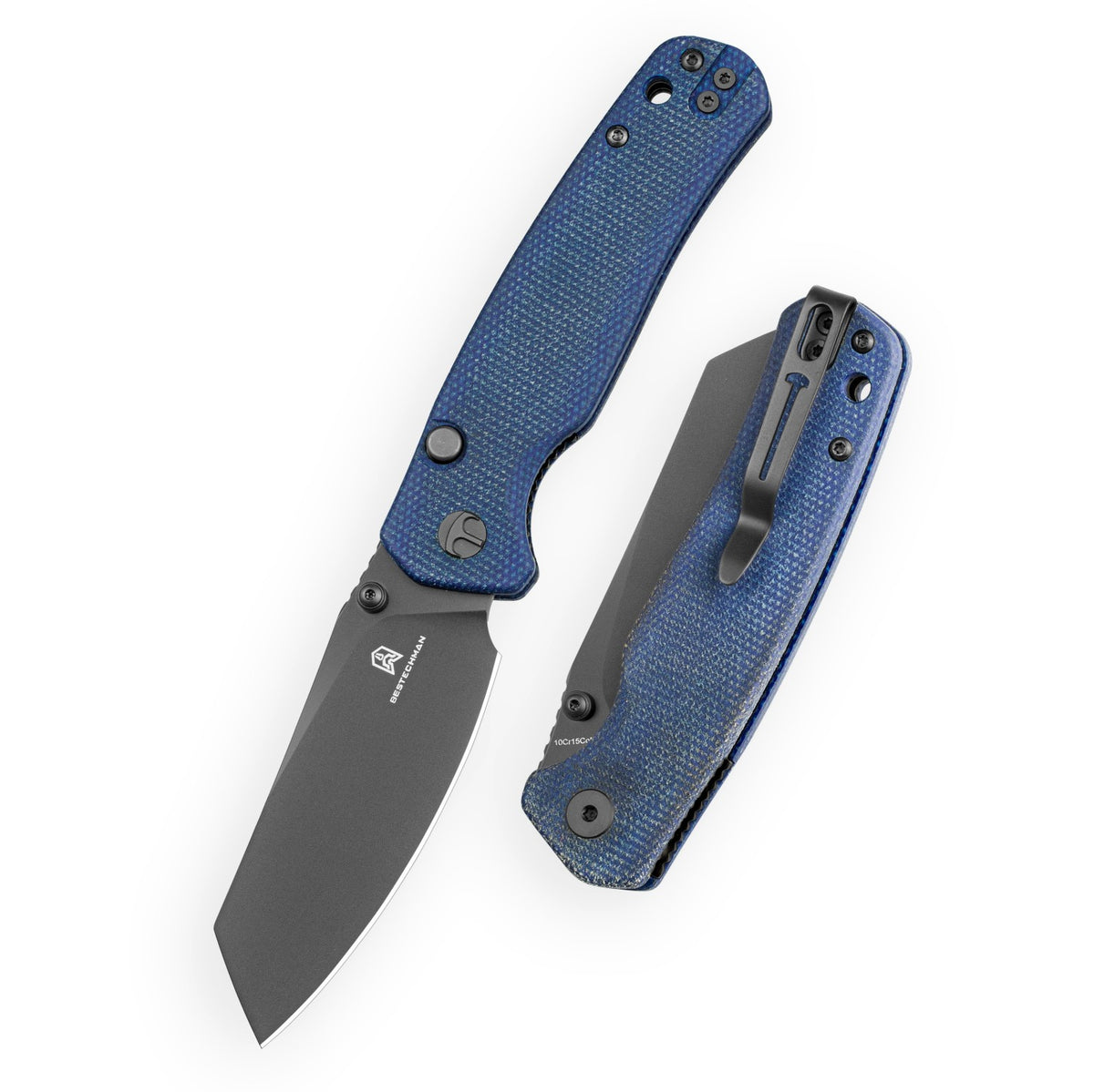 Bestechman Cicada's Wing-TL BMK24-M-4 10Cr15CoMoV Blade Blue Micarta Handle Top Liner Lock Folding Knife