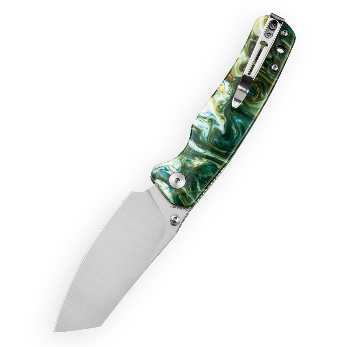 Bestechman Cicada's Wing-TL BMK24-R-1 10Cr15CoMoV Blade Green Resin Handle Top Liner Lock Folding Knife