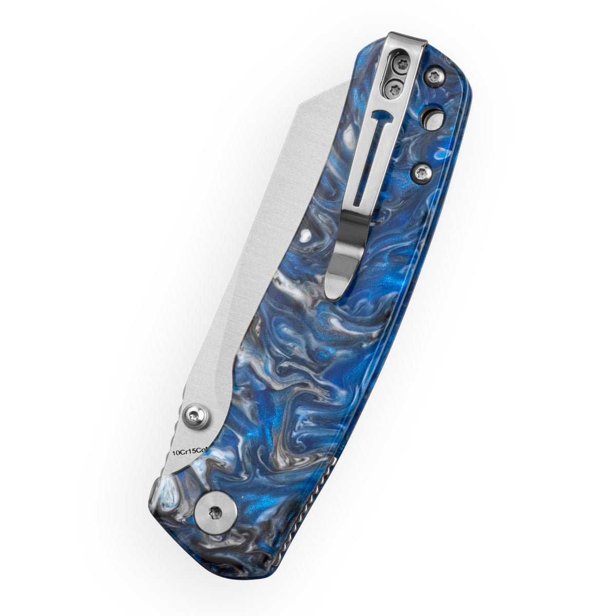 Bestechman Cicada's Wing-TL BMK24-R-2 10Cr15CoMoV Blade Blue Resin Handle Top Liner Lock Folding Knife