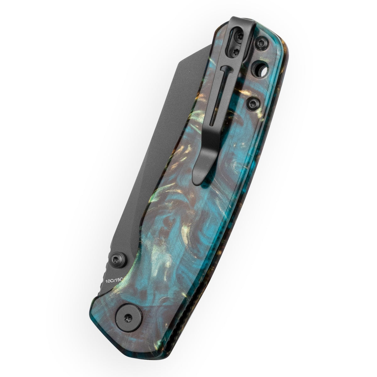 Bestechman Cicada's Wing-TL BMK24-R-3 10Cr15CoMoV Blade Clear Blue Resin Handle Top Liner Lock Folding Knife