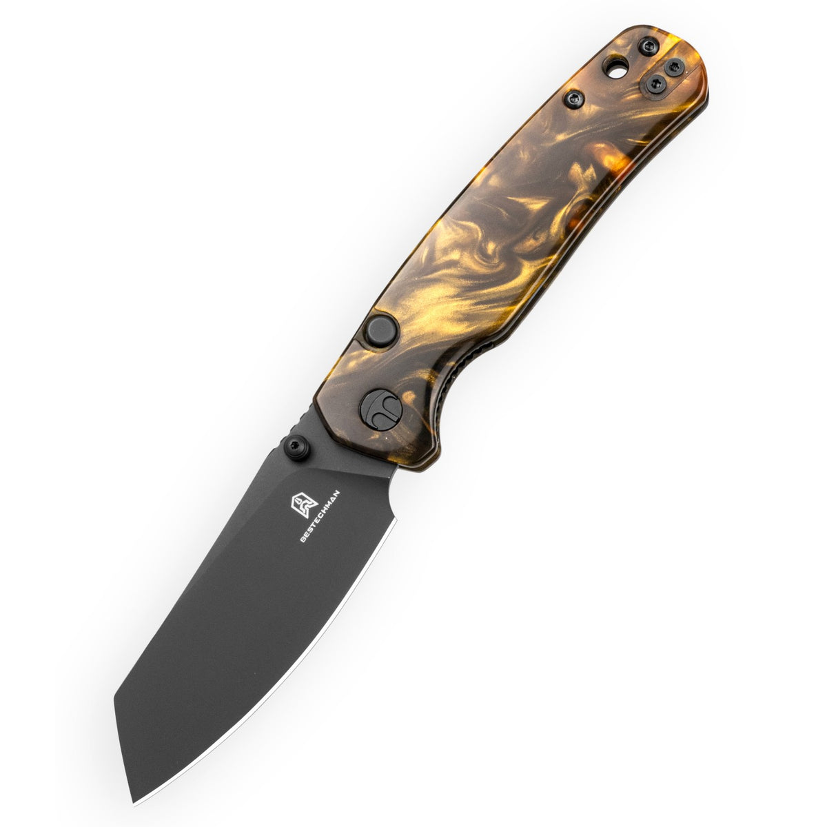 Bestechman Cicada's Wing-TL BMK24-R-4 10Cr15CoMoV Blade Brown Resin Handle Top Liner Lock Folding Knife