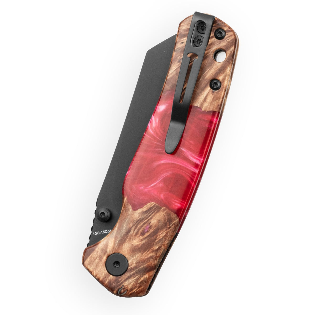 Bestechman Cicada's Wing-TL BMK24-W-1 10Cr15CoMoV Blade Wood and Red Resin Handle Top Liner Lock Folding Knife