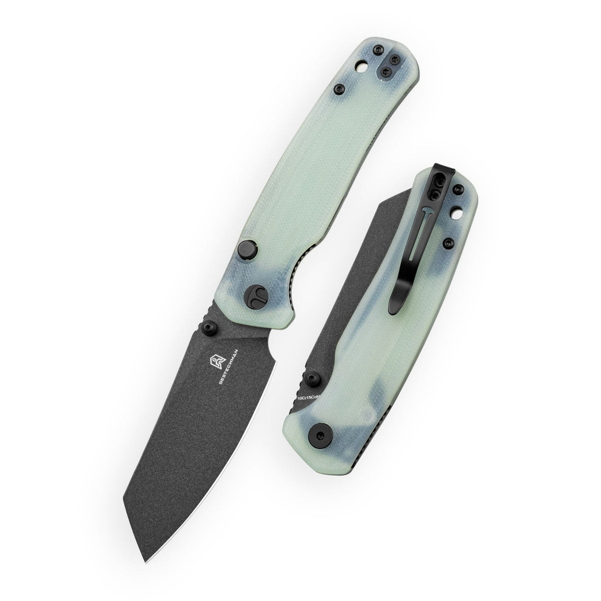 Bestechman Cicada's Wing-TL BMK24A 10Cr15CoMoV Blade Jade G10 Handle Top Liner Lock Folding Knife