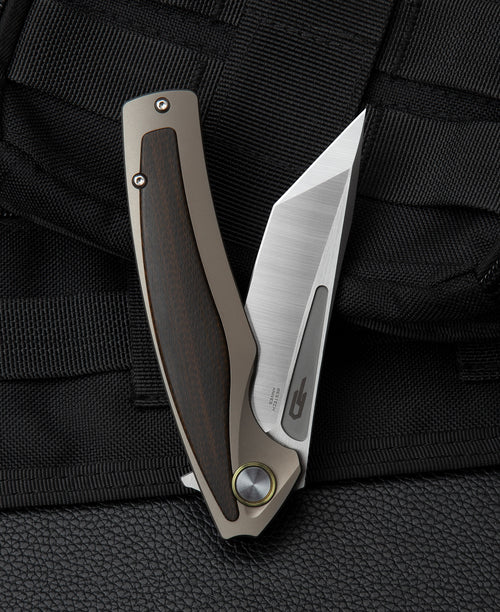 Bestech Predator BT1706G CPM-S35VN Blade Titanium+Orange G10 Handle Frame Lock Folding Knife