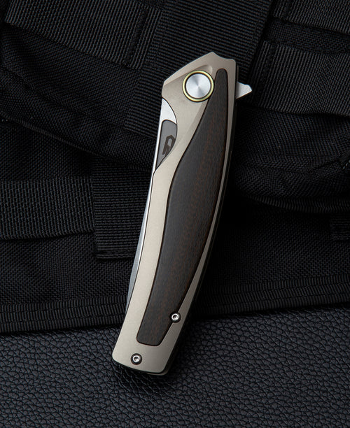 Bestech Predator BT1706G CPM-S35VN Blade Titanium+Orange G10 Handle Frame Lock Folding Knife