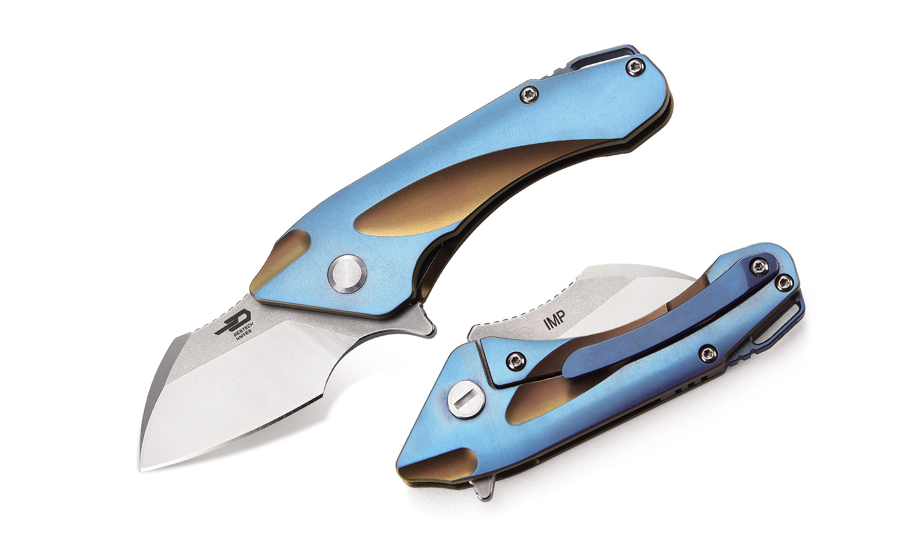Bestech IMP BT1710B CPM-S35VN Blade Titanium+CarbonFiber inlayed Handle Frame Lock Folding Knife