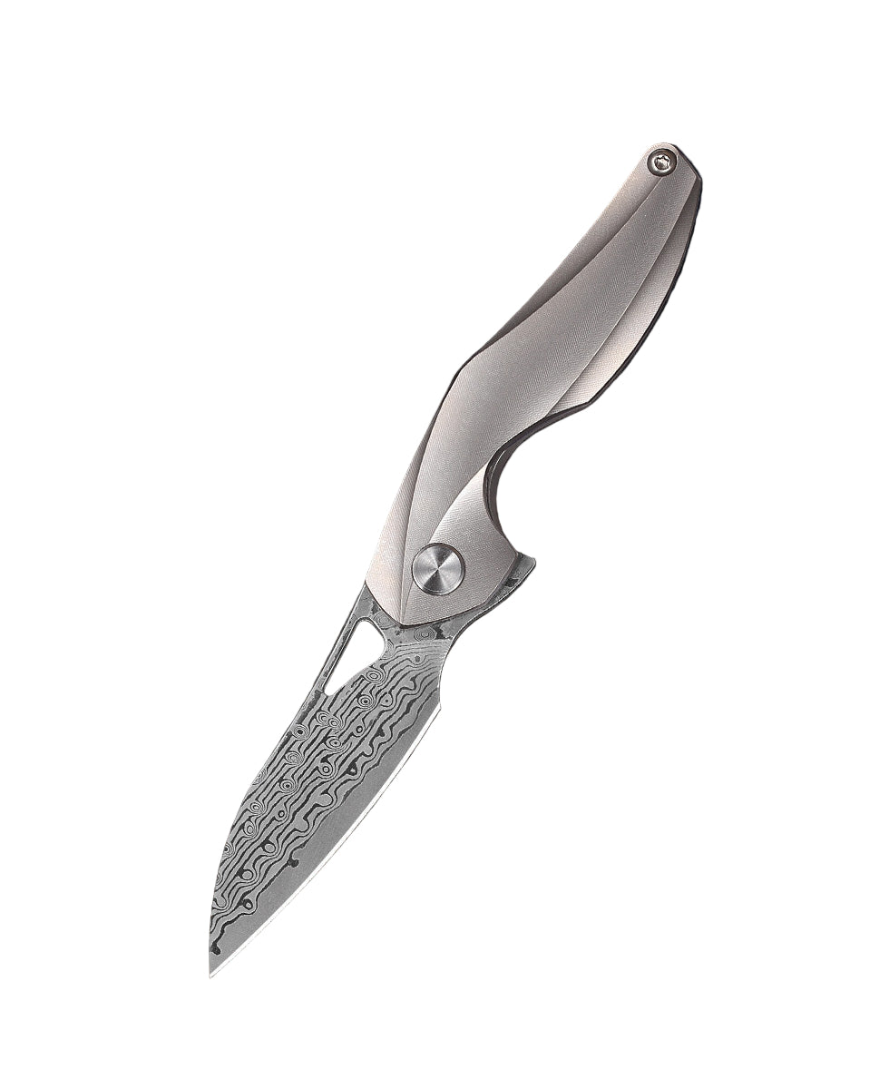 Bestech The Reticulan BT1810G Damascus Blade Titanium Handle Frame Lock Folding Knife