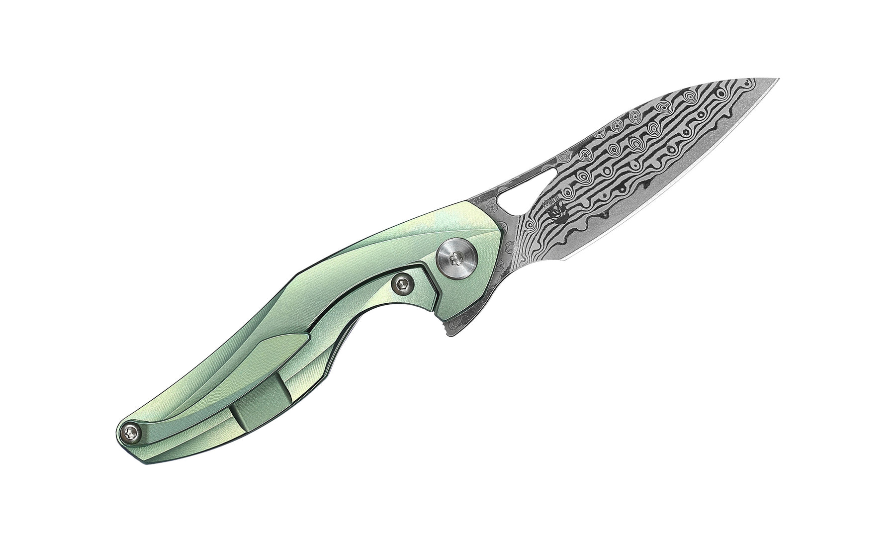 Bestech The Reticulan BT1810I Damascus Blade Titanium Handle Frame Lock Folding Knife