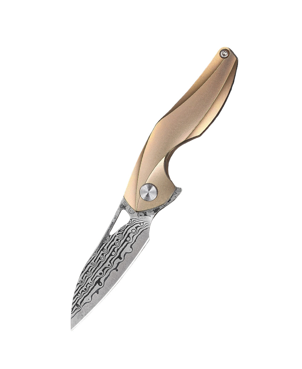 Bestech The Reticulan BT1810J Damascus Blade Titanium Handle Frame Lock Folding Knife