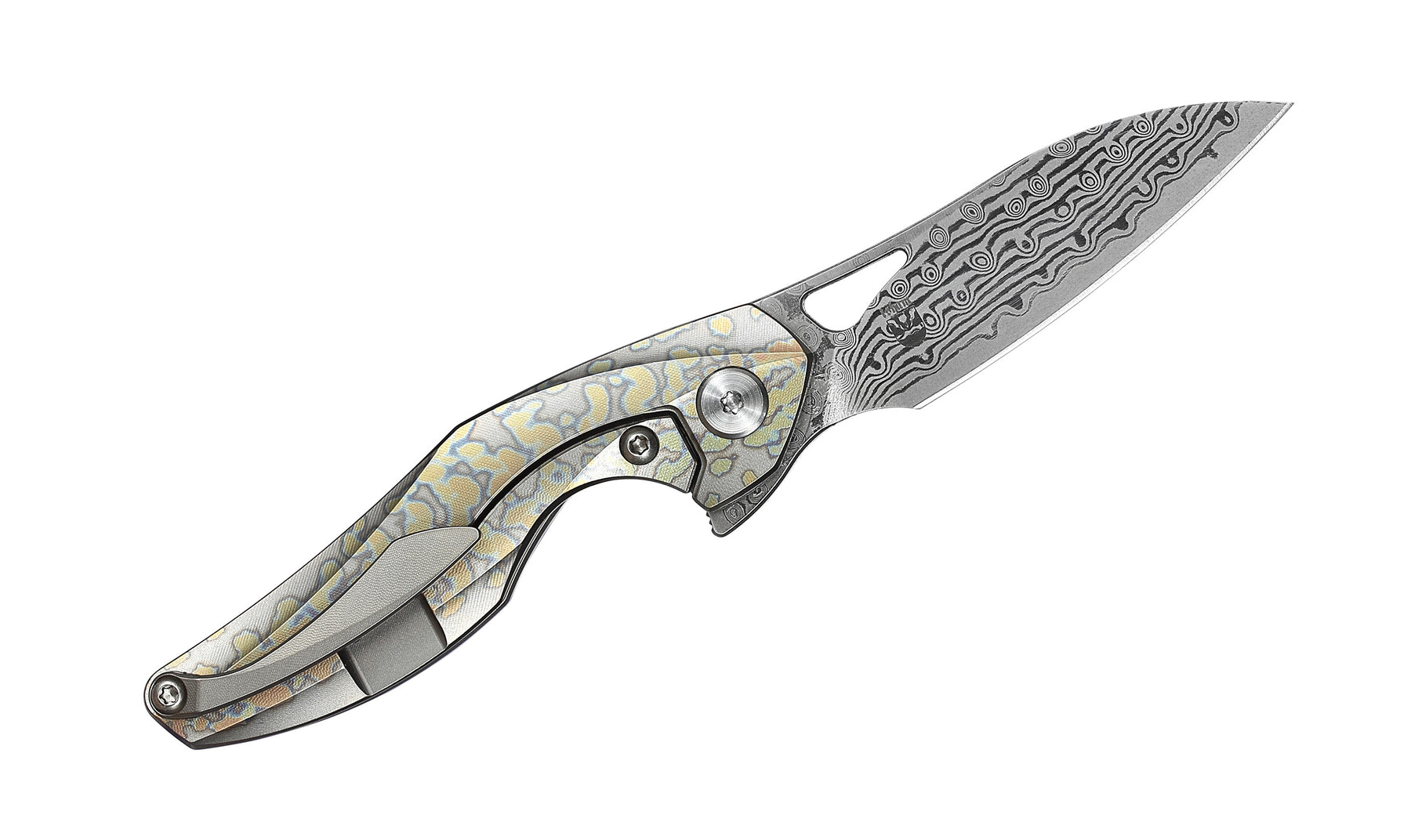 Bestech The Reticulan BT1810K Damascus Blade Titanium Handle Frame Lock Folding Knife