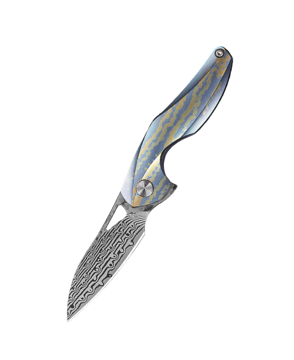 Bestech The Reticulan BT1810L Damascus Blade Titanium Handle Frame Lock Folding Knife
