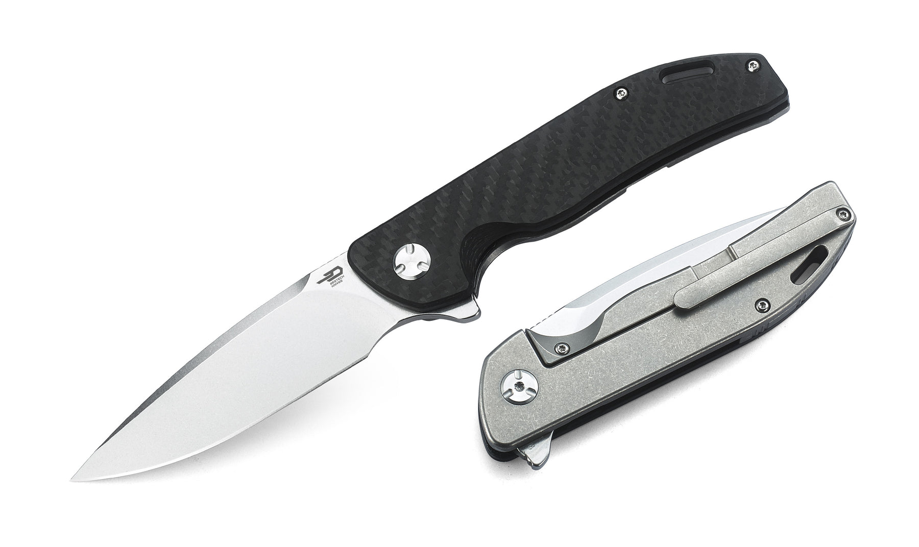 Bestech Bison BT1904A-1 D2 Blade Titanium and Carbon Fiber Handle Frame Lock Folding Knife