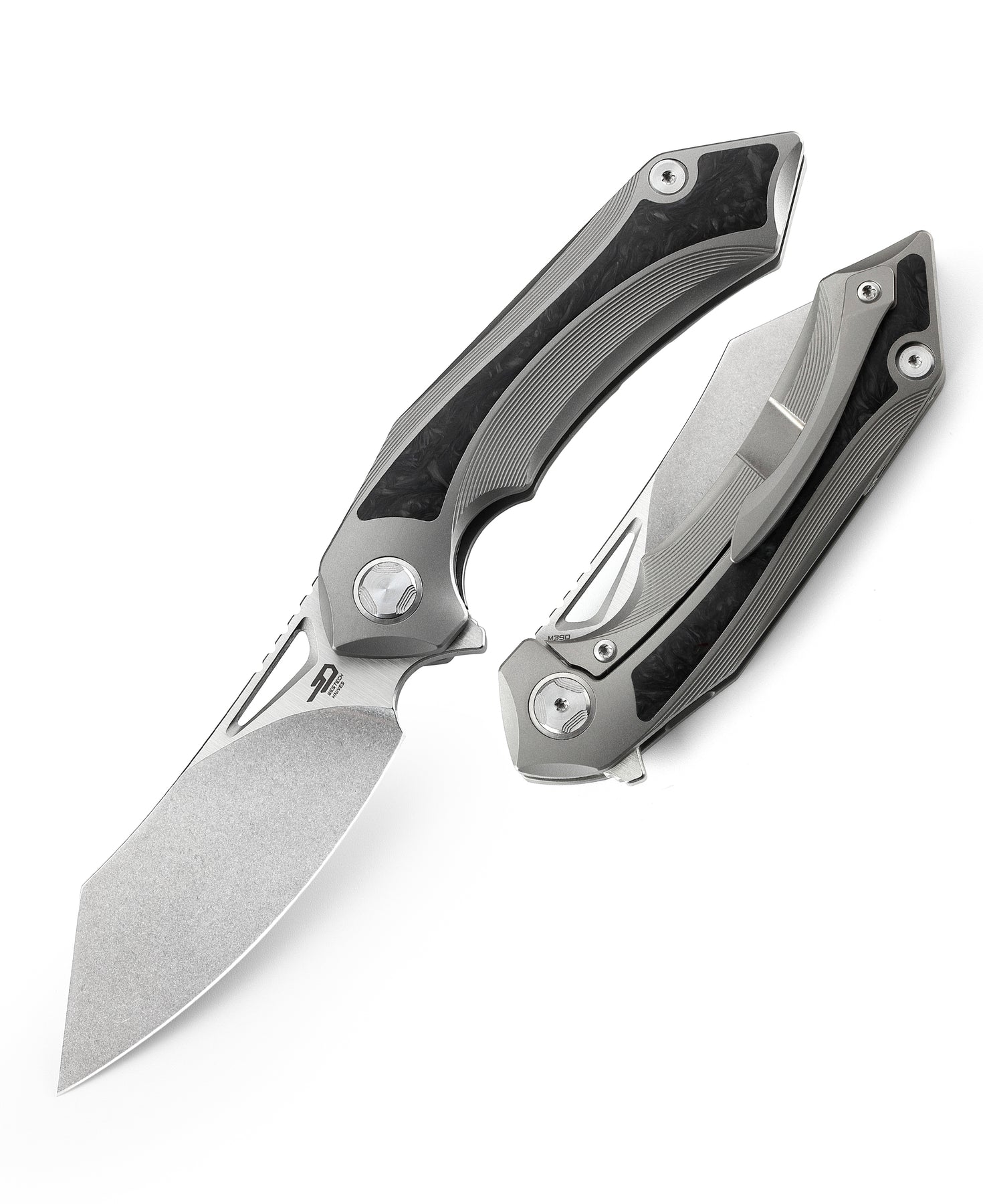 Bestech Kasta BT1909A M390 Blade Titanium and Marble Carbon Fiber Inlay Handle Frame Lock Folding Knife