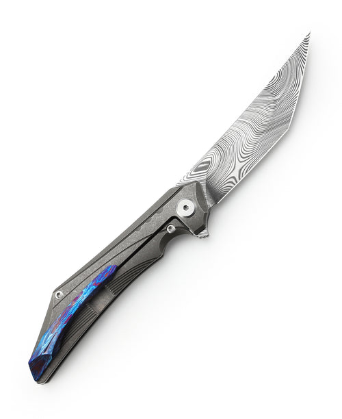 Bestech Kamoza BT1911D Damascus Blade Titanium Handle Frame Lock Folding Knife