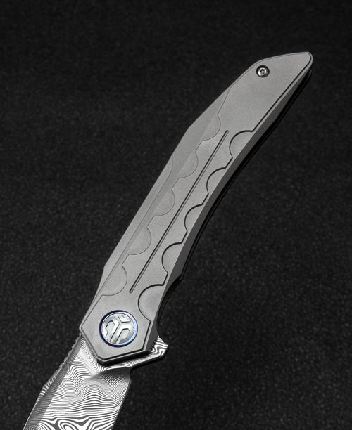 Bestech Samari BT2009G Damascus Blade Titanium Handle Frame Lock Folding Knife