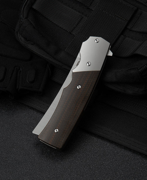 Bestech Spanish Tip Razor BT2101A M390 Blade Titanium+Carbon Fiber Handle Frame Lock Folding Knife