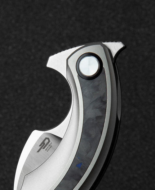 Bestech Strelit BT2103D M390 Blade Titanium+Black Blue Marble Carbon Fiber Inlay Handle Frame Lock Folding Knife