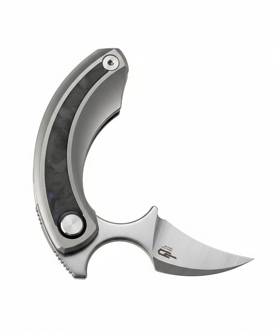 Bestech Strelit BT2103D M390 Blade Titanium+Black Blue Marble Carbon Fiber Inlay Handle Frame Lock Folding Knife