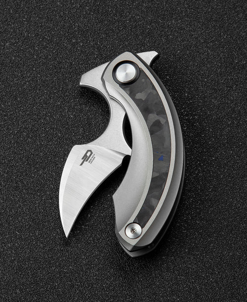 Bestech Strelit BT2103D M390 Blade Titanium+Black Blue Marble Carbon Fiber Inlay Handle Frame Lock Folding Knife