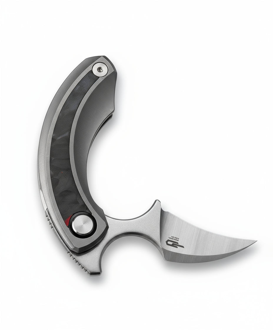 Bestech Strelit BT2103E M390 Blade Titanium+Black Red Marble Carbon Fiber Inlay Handle Frame Lock Folding Knife