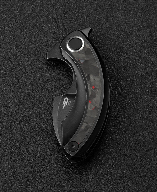 Bestech Strelit BT2103F M390 Blade Titanium+Black Red Marble Carbon Fiber Inlay Handle Frame Lock Folding Knife