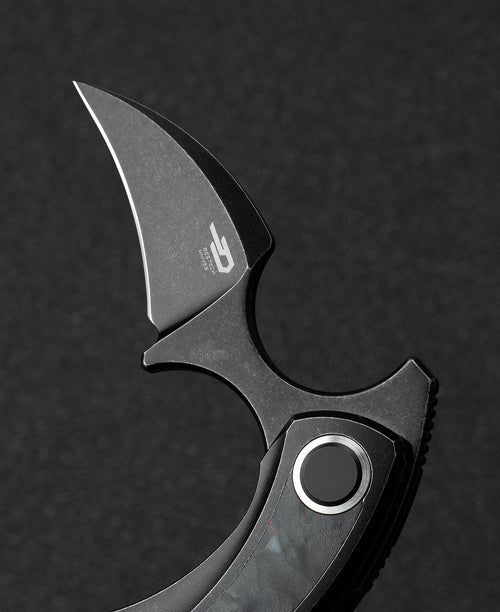 Bestech Strelit BT2103F M390 Blade Titanium+Black Red Marble Carbon Fiber Inlay Handle Frame Lock Folding Knife