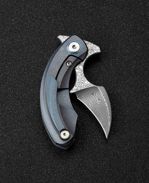 Bestech Strelit BT2103I Damascus Blade Titanium Handle Frame Lock Folding Knife