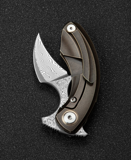 Bestech Strelit BT2103J Damascus Blade Titanium Handle Frame Lock Folding Knife
