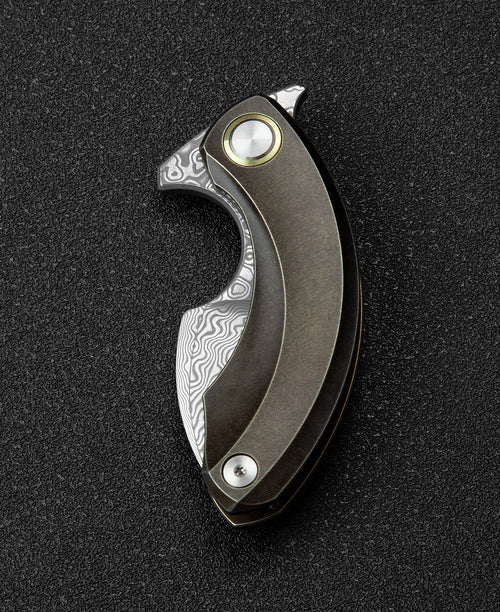 Bestech Strelit BT2103J Damascus Blade Titanium Handle Frame Lock Folding Knife