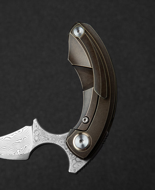 Bestech Strelit BT2103J Damascus Blade Titanium Handle Frame Lock Folding Knife