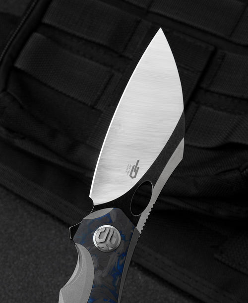 Bestech Nogard BT2105A M390 Blade Titanium+Black Blue Marble Carbon Fiber Inlay Handle Frame Lock Folding Knife