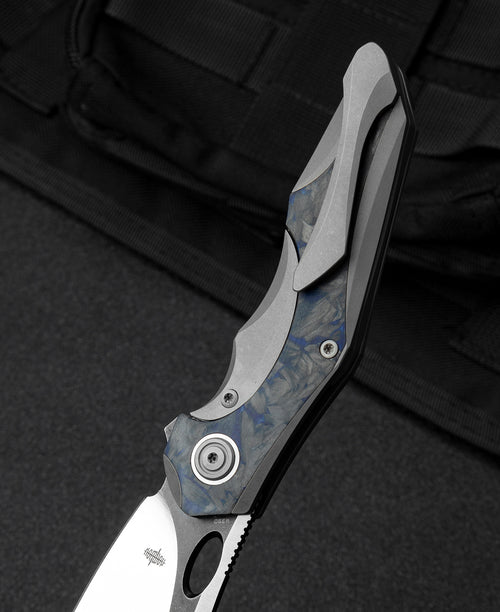 Bestech Nogard BT2105A M390 Blade Titanium+Black Blue Marble Carbon Fiber Inlay Handle Frame Lock Folding Knife