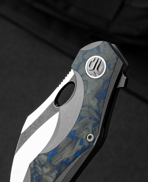Bestech Nogard BT2105A M390 Blade Titanium+Black Blue Marble Carbon Fiber Inlay Handle Frame Lock Folding Knife