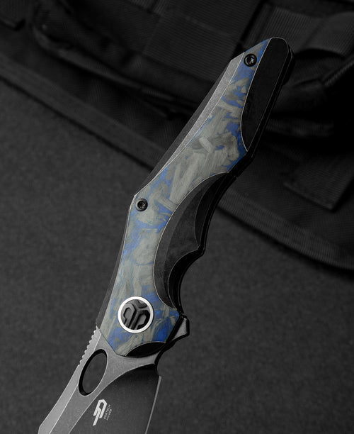 Bestech Nogard BT2105B M390 Blade Titanium+Black Blue Marble Carbon Fiber Inlay Handle Frame Lock Folding Knife