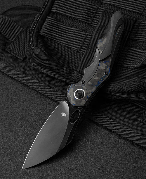 Bestech Nogard BT2105B M390 Blade Titanium+Black Blue Marble Carbon Fiber Inlay Handle Frame Lock Folding Knife