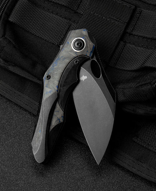 Bestech Nogard BT2105B M390 Blade Titanium+Black Blue Marble Carbon Fiber Inlay Handle Frame Lock Folding Knife
