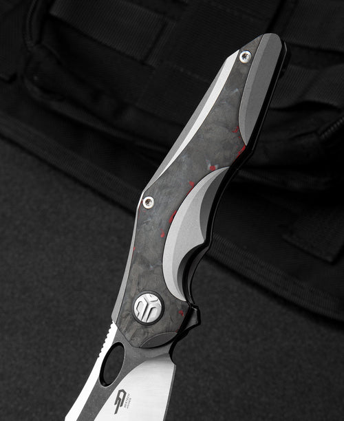 Bestech Nogard BT2105C M390 Blade Titanium+Black Red Marble Carbon Fiber Inlay Handle Frame Lock Folding Knife
