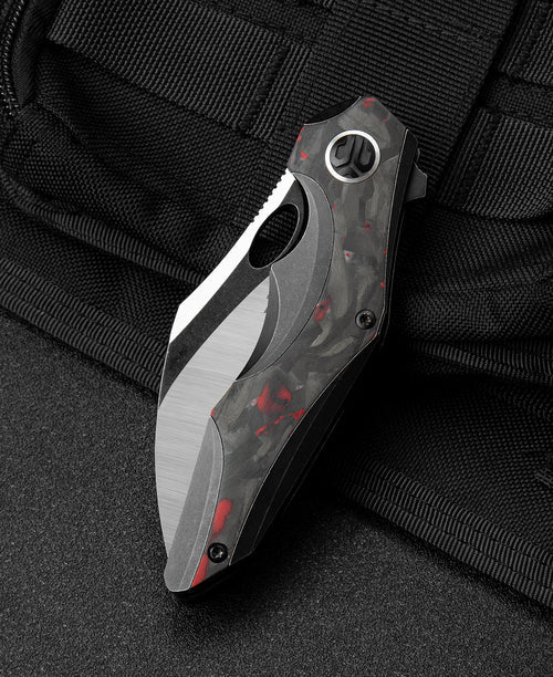 Bestech Nogard BT2105D M390 Blade Titanium+Black Red Marble Carbon Fiber Inlay Handle Frame Lock Folding Knife