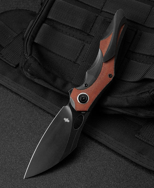 Bestech Nogard BT2105E M390 Blade Titanium+Natural Canvas Micarta Inlay Handle Frame Lock Folding Knife