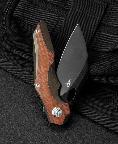 Bestech Nogard BT2105F M390 Blade Titanium+Natural Canvas Micarta Inlay Handle Frame Lock Folding Knife