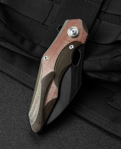 Bestech Nogard BT2105F M390 Blade Titanium+Natural Canvas Micarta Inlay Handle Frame Lock Folding Knife