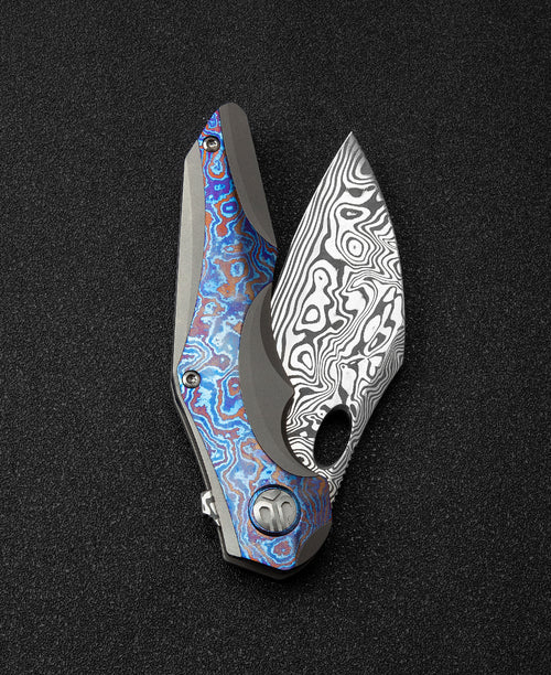Bestech Nogard BT2105G Damascus Blade Titanium+Timascus Inlay Handle Frame Lock Folding Knife
