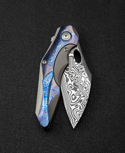 Bestech Nogard BT2105G Damascus Blade Titanium+Timascus Inlay Handle Frame Lock Folding Knife