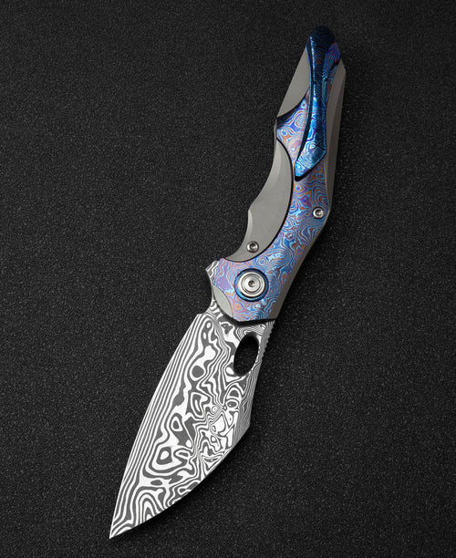 Bestech Nogard BT2105G Damascus Blade Titanium+Timascus Inlay Handle Frame Lock Folding Knife