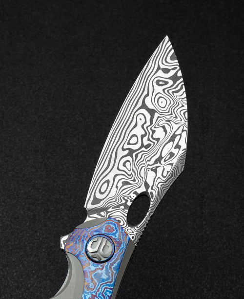 Bestech Nogard BT2105G Damascus Blade Titanium+Timascus Inlay Handle Frame Lock Folding Knife